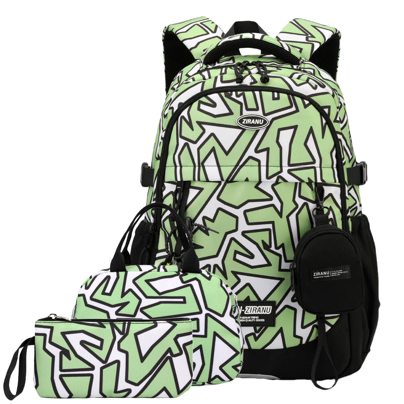 Green Graffiti 3-piece backpack set