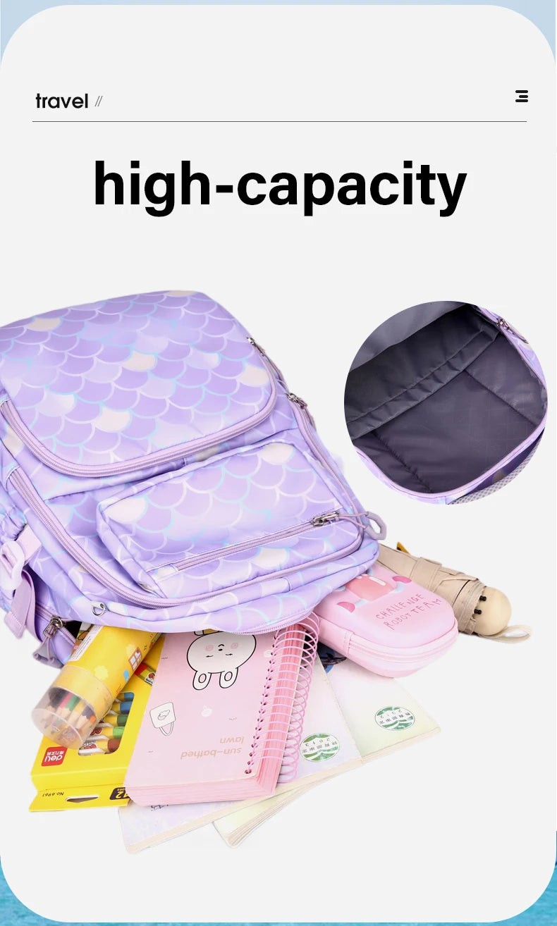 Girls Mermaid Scales School Bag Set