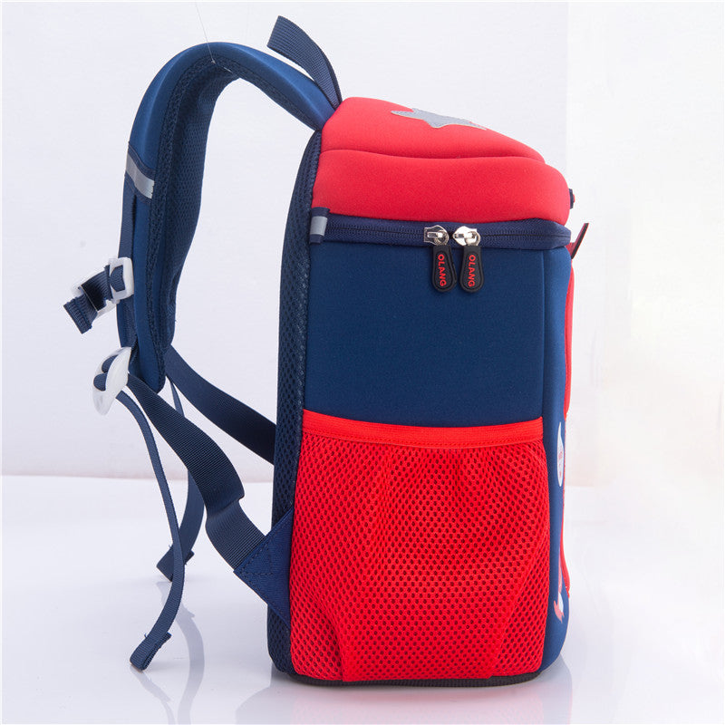 Navy dino backpack back and pockets