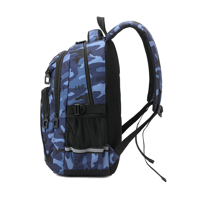 Blue camo backpack side