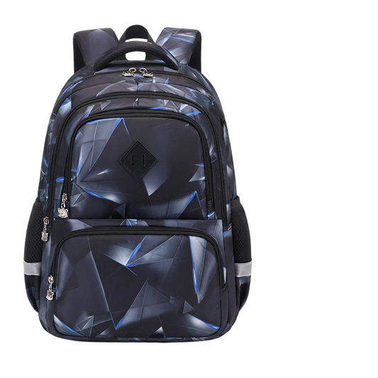 Black geometric Oxford backpack