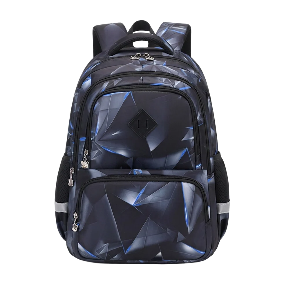 Black Geometric Elementary Backpack