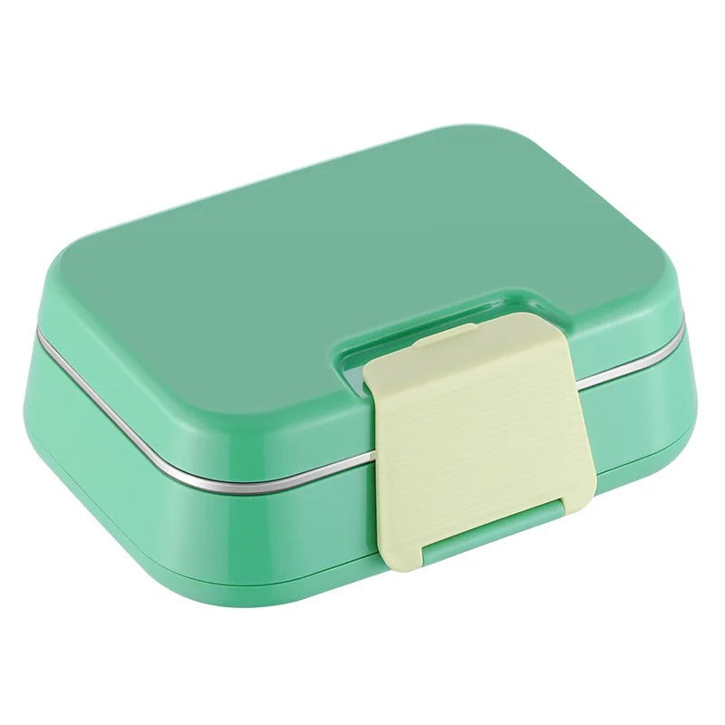 2-section stainless steel lunch box, green, closed