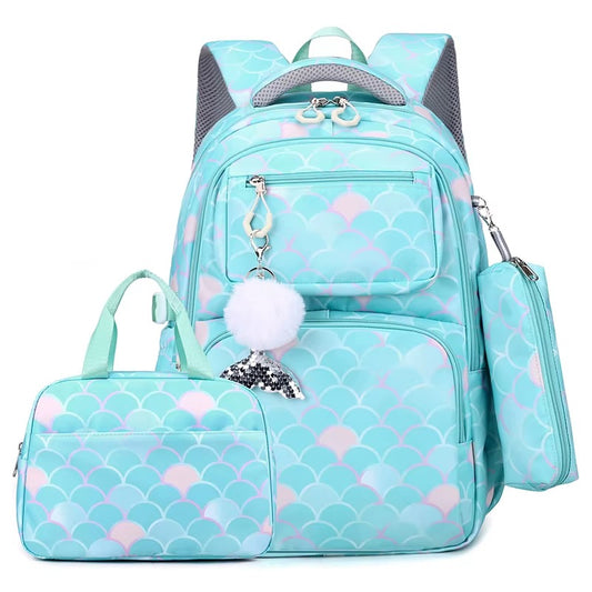 Teal mermaid scale school bag set