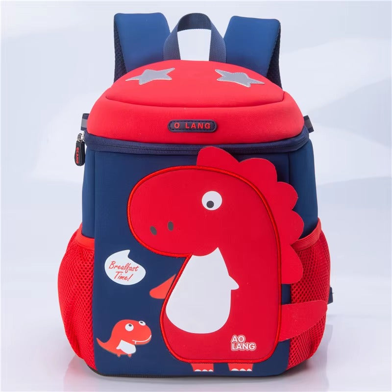 Navy dino backpack front