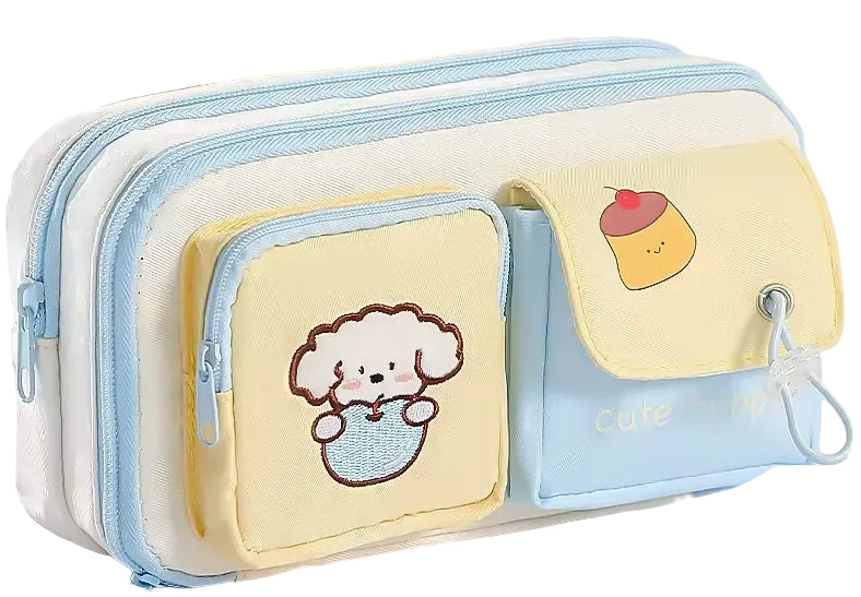 Cute Puppy pencil case - Blue