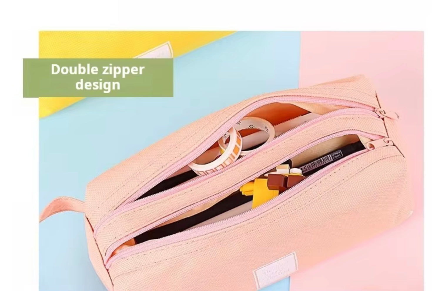 Double zipper design with roomy interior