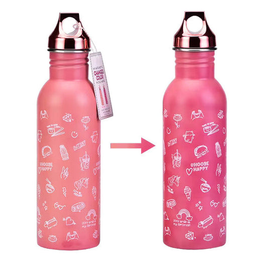 Colour-changing pink 750ml water bottle